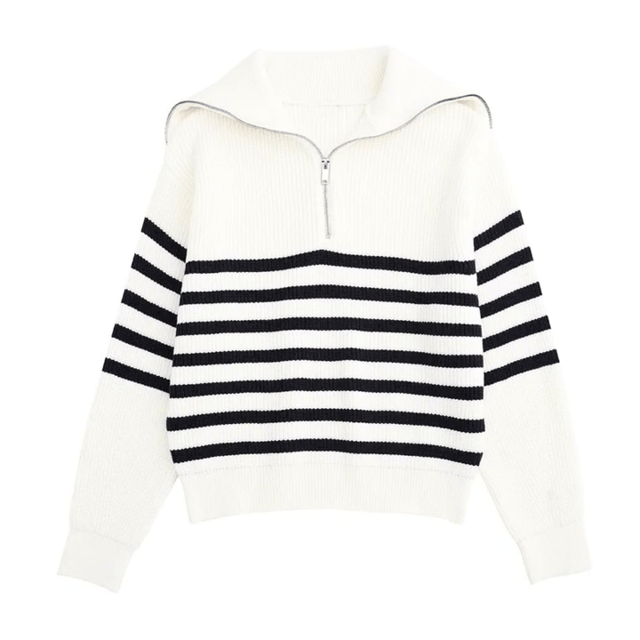 Nathalie | Dames Trui | Retro Half Zip Vrouwen Sweater | Warm & Elegant - Sorata