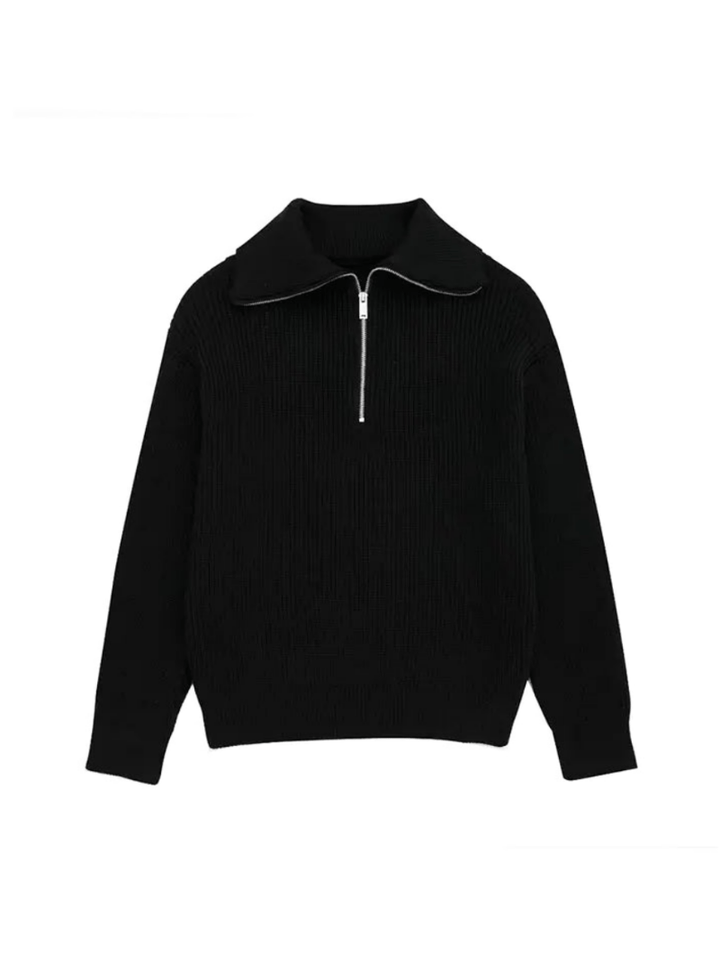 Nathalie | Dames Trui | Retro Half Zip Vrouwen Sweater | Warm & Elegant - Sorata