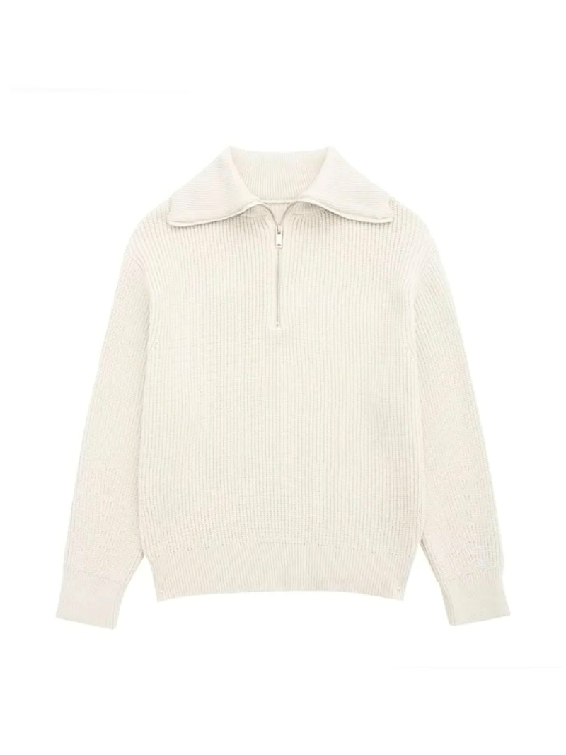 Nathalie | Dames Trui | Retro Half Zip Vrouwen Sweater | Warm & Elegant - Sorata