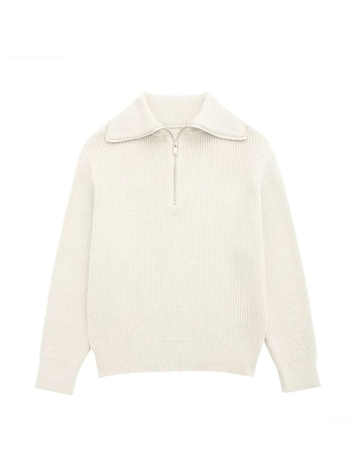 Nathalie | Dames Trui | Retro Half Zip Vrouwen Sweater | Warm & Elegant - Sorata