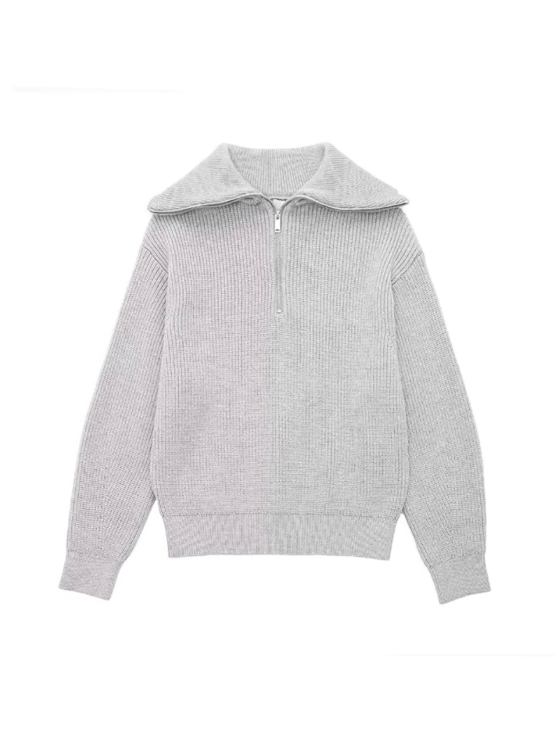 Nathalie | Dames Trui | Retro Half Zip Vrouwen Sweater | Warm & Elegant - Sorata