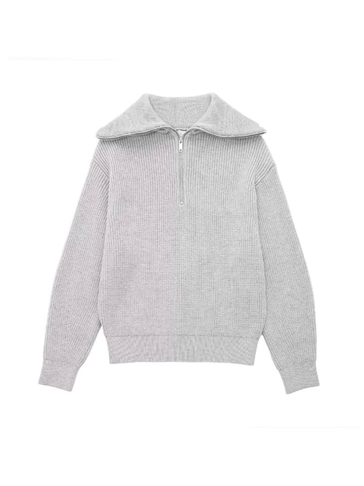 Nathalie | Dames Trui | Retro Half Zip Vrouwen Sweater | Warm & Elegant - Sorata