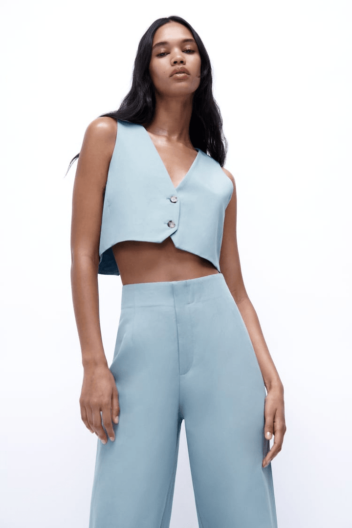 Neelu | Trendy Dames Set | Kort Gilet Top Met Broek | Comfortable Pasvorm - Sorata