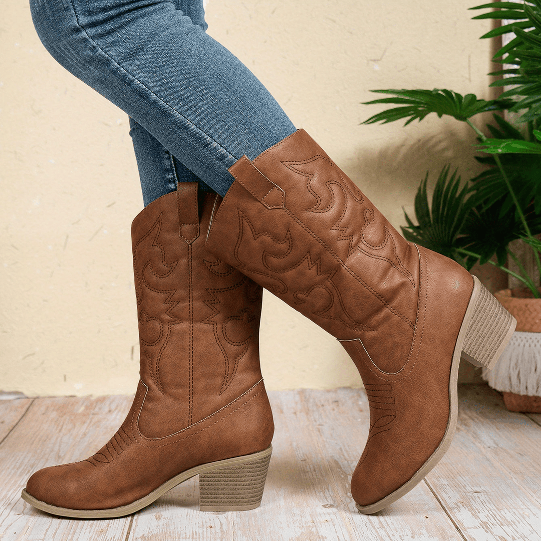 Nenna | Dames Laarzen Met Hak | Enkellaarzen | Cowboylaarzen - Sorata