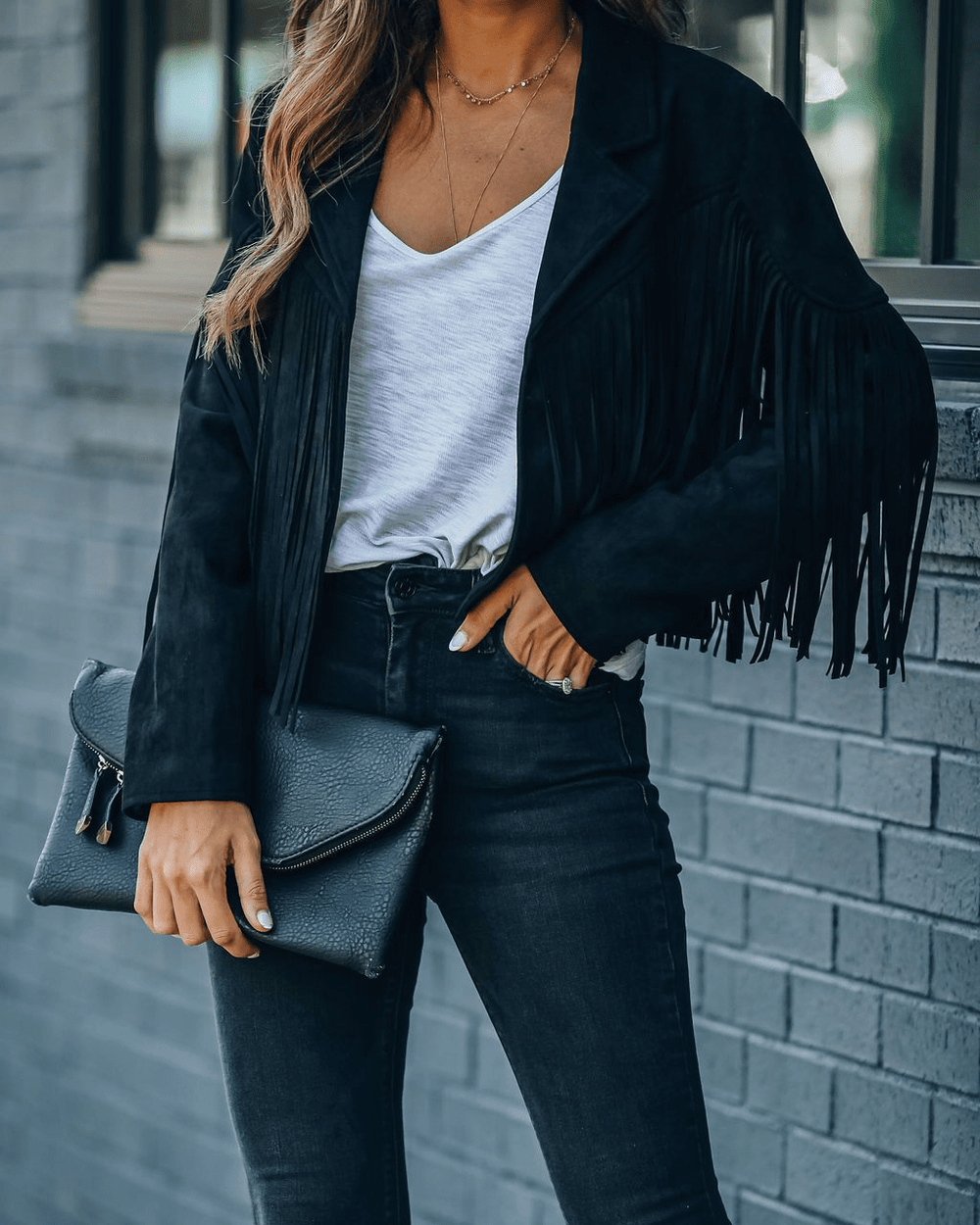 Nirma | Trendy Suède Dames Jas| Iconische Franjes - Sorata