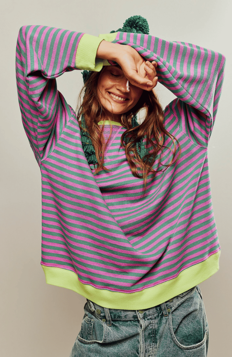 Noa | Gestreepte Oversized Dames Trui | Trendy & Retro Ontwerp - Sorata