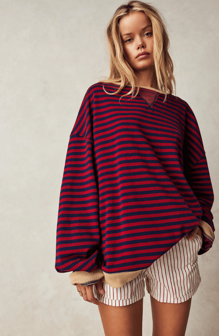 Noa | Gestreepte Oversized Dames Trui | Trendy & Retro Ontwerp - Sorata
