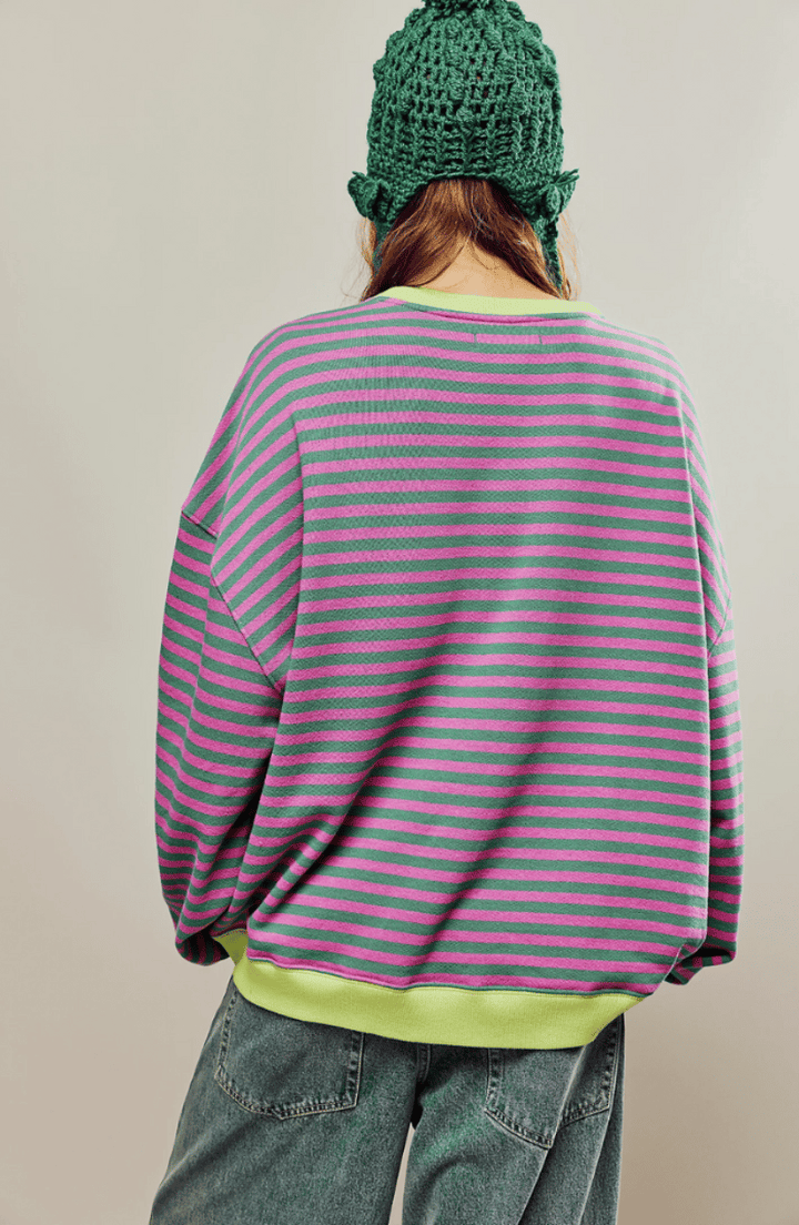 Noa | Gestreepte Oversized Dames Trui | Trendy & Retro Ontwerp - Sorata