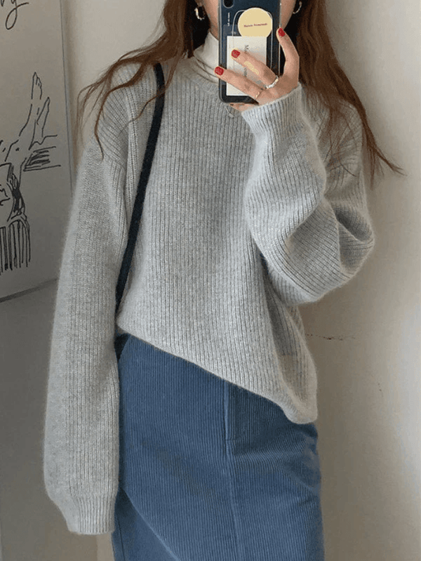 Noa | Tijdloze Effen Trui met Brede Kraag | Dames Sweater | Jumper Vest - Sorata