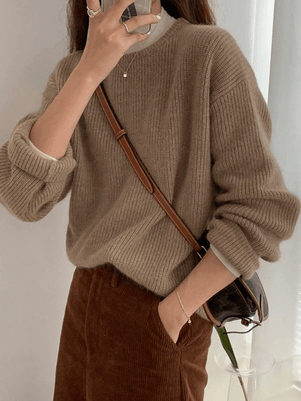 Noa | Tijdloze Effen Trui met Brede Kraag | Dames Sweater | Jumper Vest - Sorata