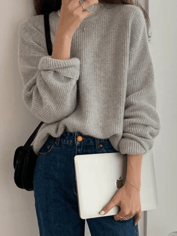 Noa | Tijdloze Effen Trui met Brede Kraag | Dames Sweater | Jumper Vest - Sorata