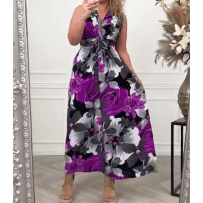 Petal - Jurk Dames - Maxi Jurk - Mouwloze Maxi Jurk met Bloemenprint - Zomerjurk - Sorata