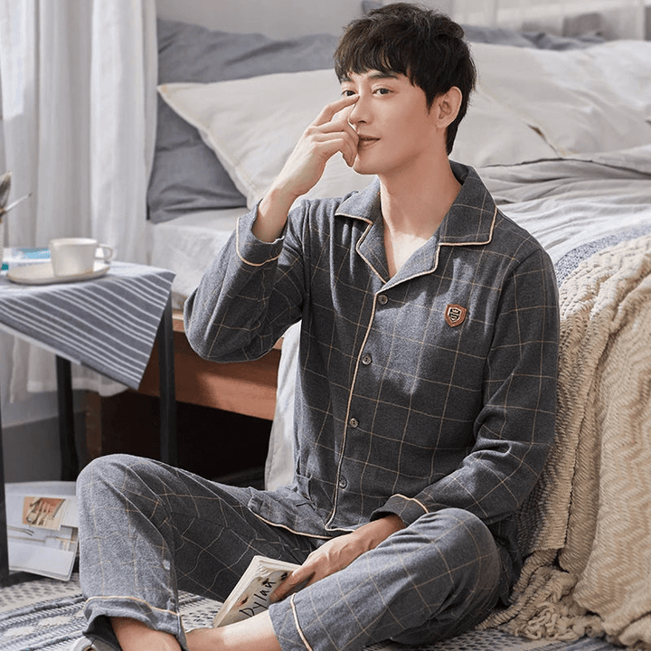 Reeve | Katoenen Heren Pyjama Set | Ontspannen Slaapkleding | Ademende Stof - Sorata