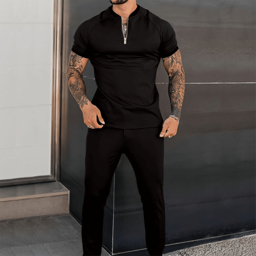 Rico | Getailleerde Casua Heren Set | Halfrits Shirt En Comfortabele Broek | Lente/Zomer - Sorata