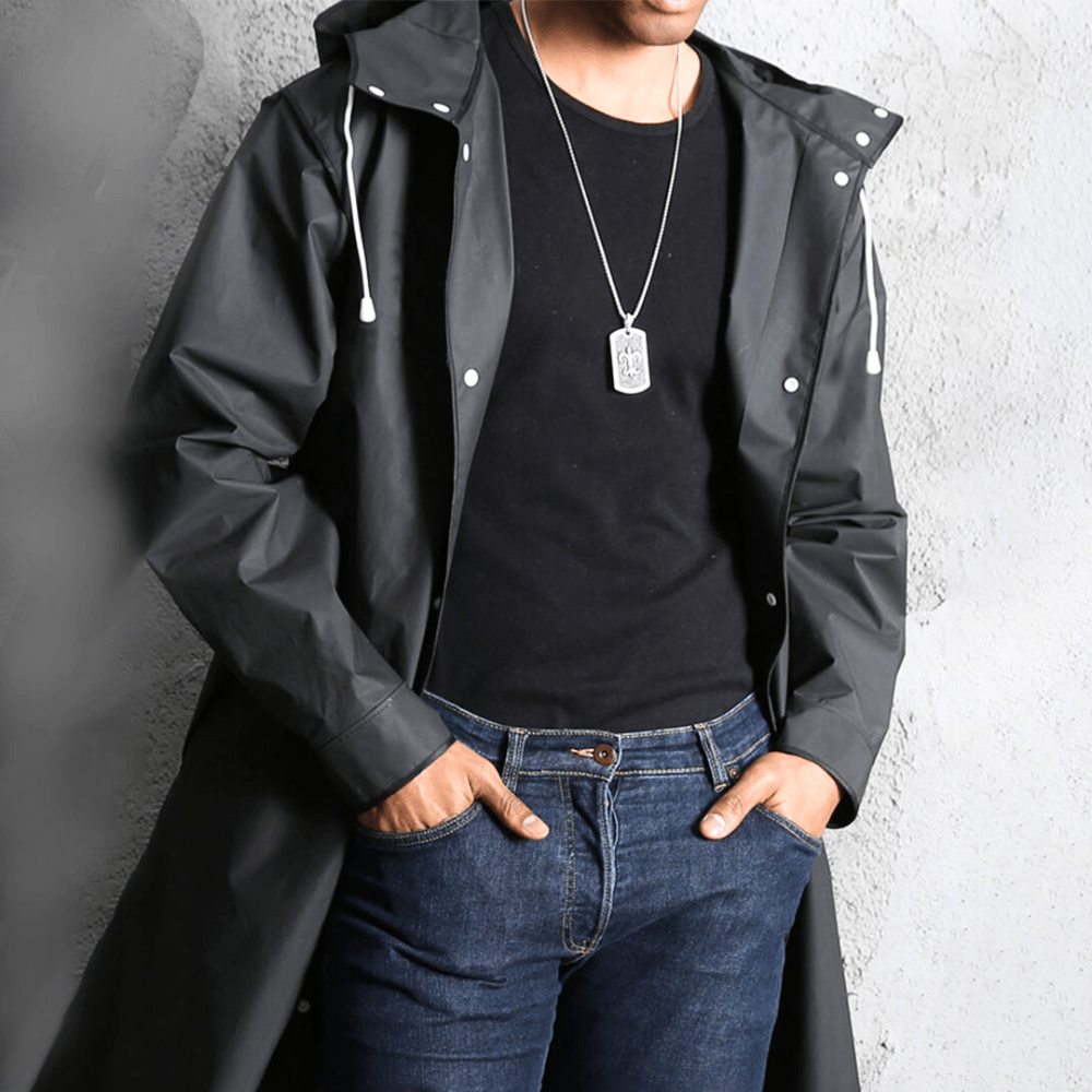 Robin | Zwarte Heren Jas | Lange Regenjas | Trendy Ontwerp - Sorata