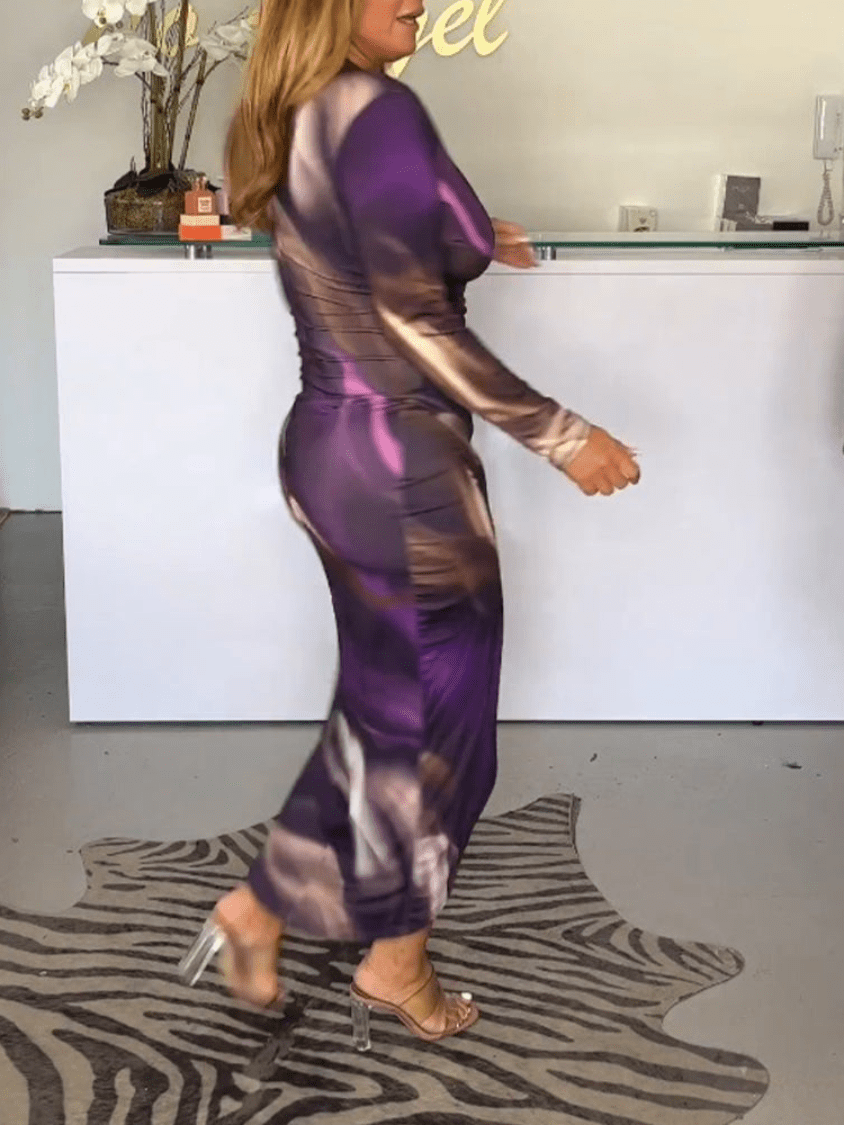 Roxanne | Chique midi - jurk met V - hals en Split | Elegant & Trendy - Sorata