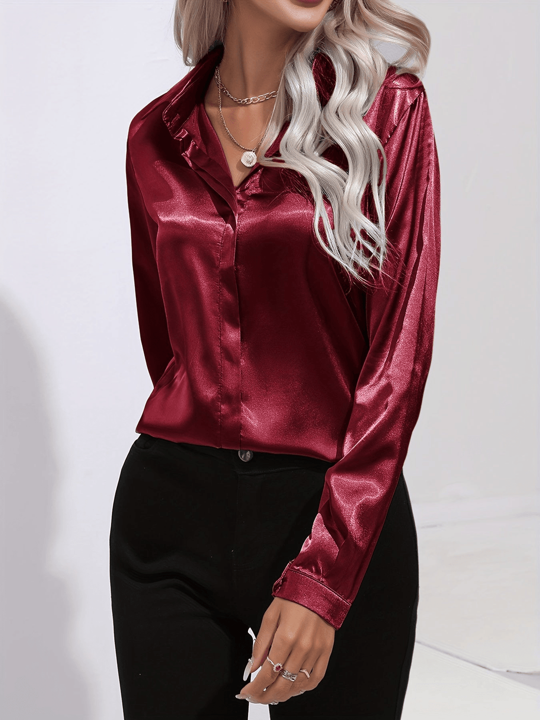 Sara | Chique Elegante Satijnen Dames Blouse - Sorata