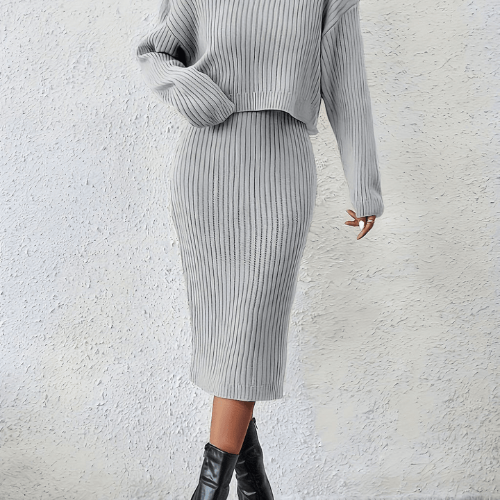 Sara | Elegante Gebreide Jurk Set | Tweedelige Lente Dames Set - Sorata