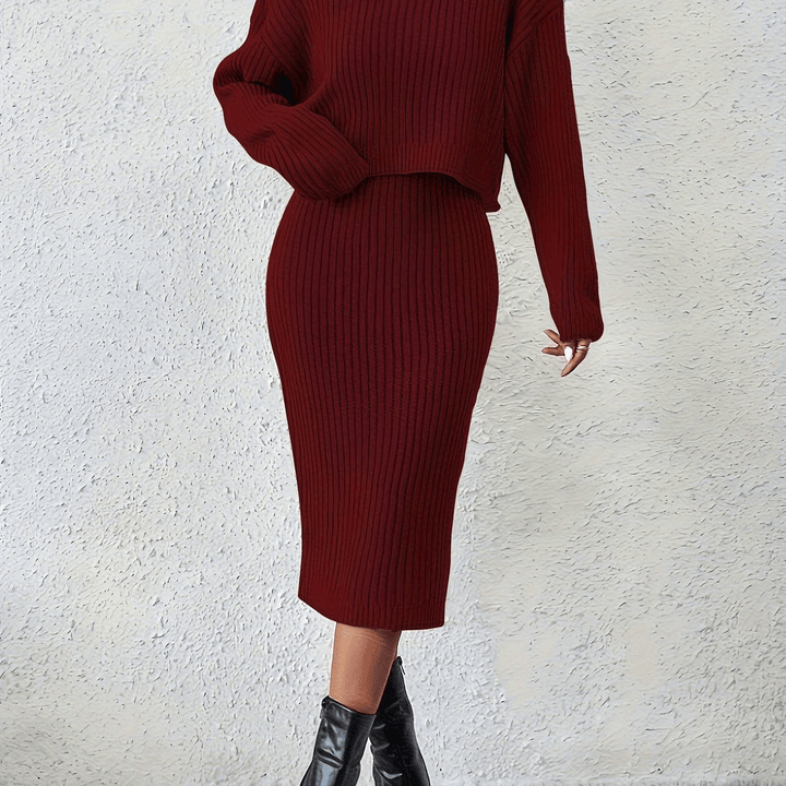 Sara | Elegante Gebreide Jurk Set | Tweedelige Lente Dames Set - Sorata