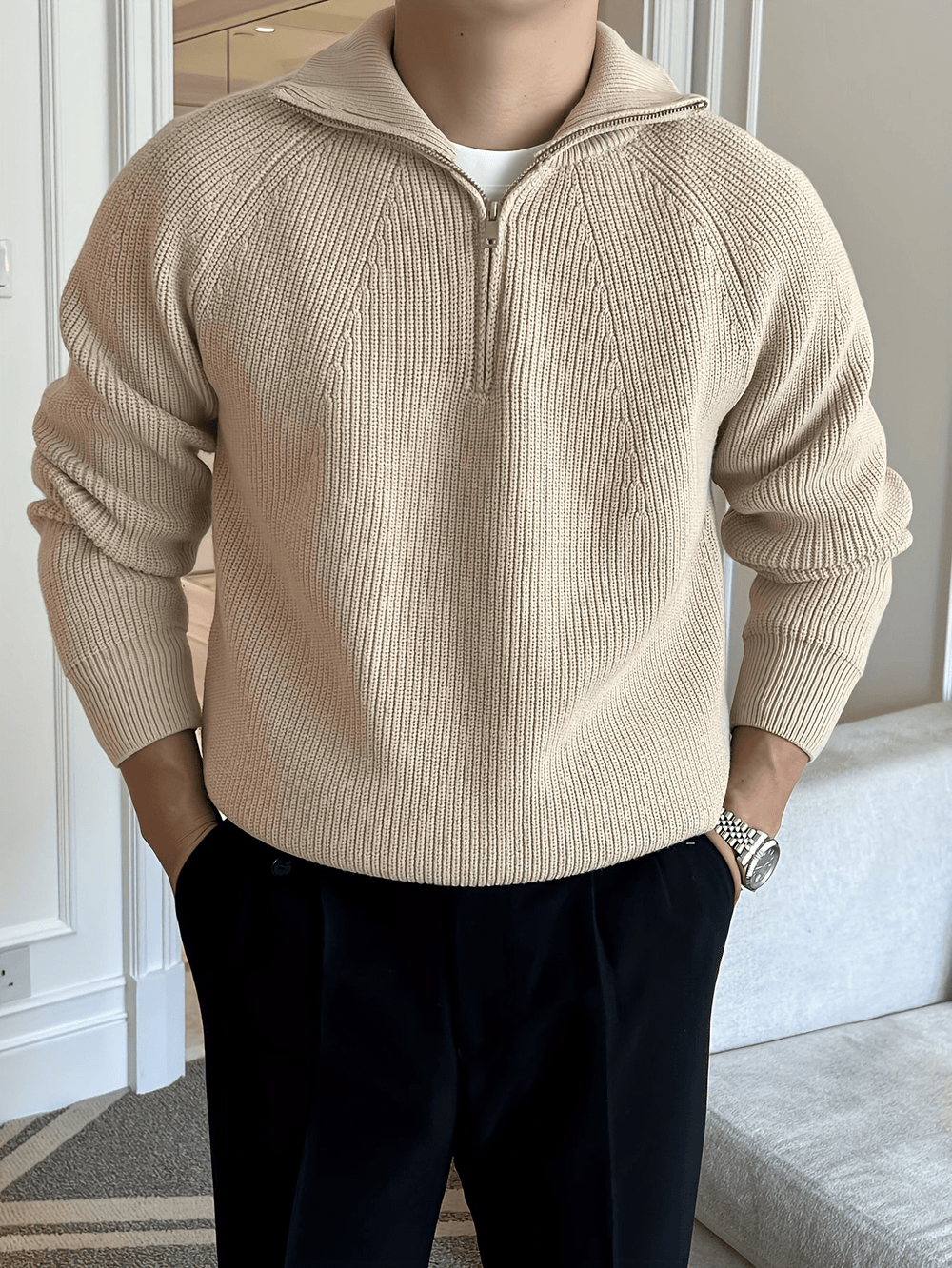 Selom | Heren Casual Half - Zip Top | Gebreide Trui - Sorata