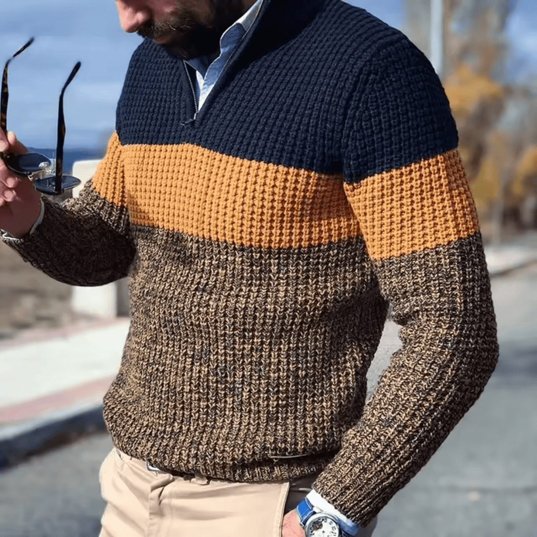 Sera | Gebreide Trui Met Kleurblokken | Heren Jumper Sweater - Sorata