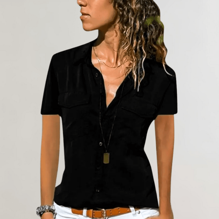 Sharon | Elegante Dames Blouse met Korte Mouwen en Kraag | Casual Blouse - Sorata