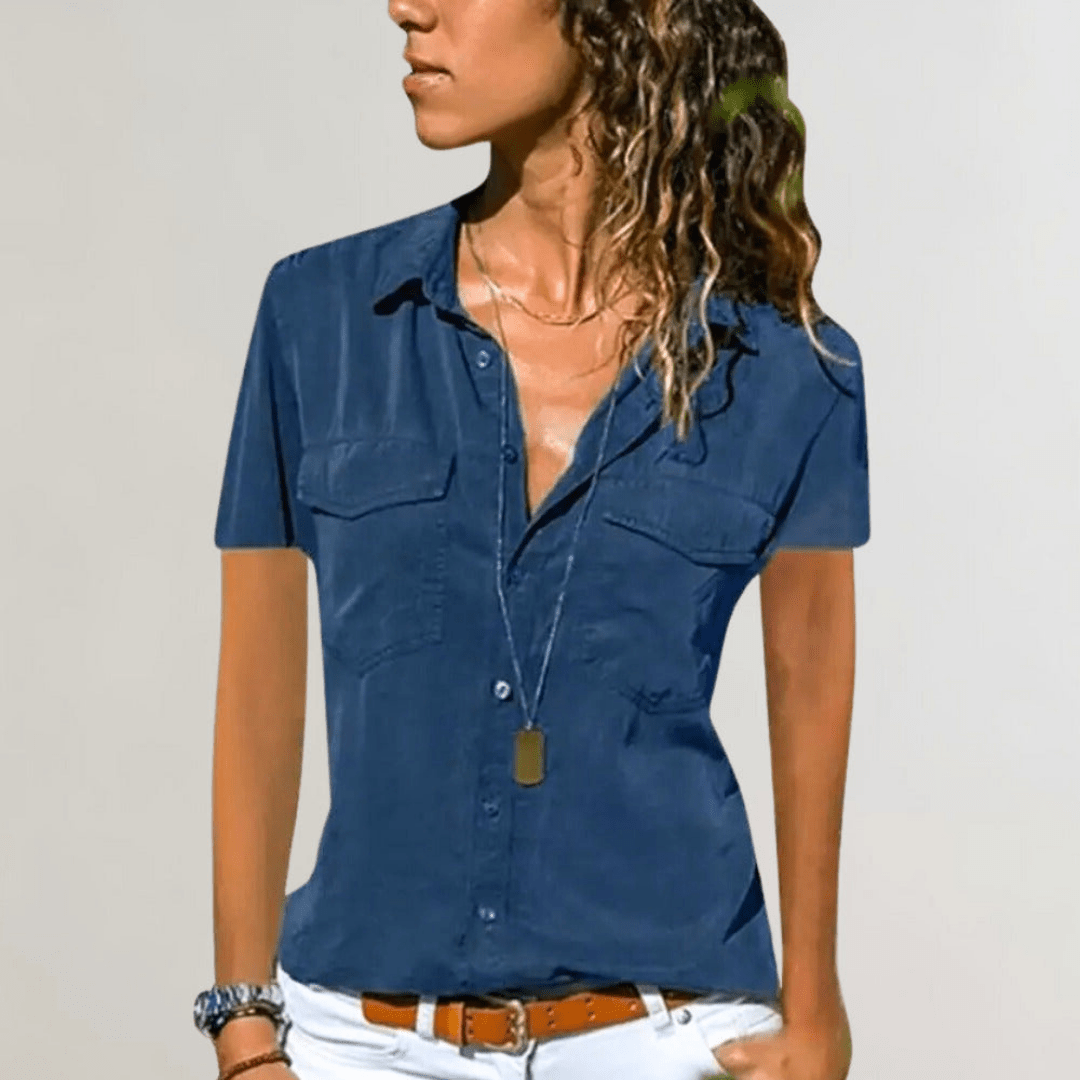 Sharon | Elegante Dames Blouse met Korte Mouwen en Kraag | Casual Blouse - Sorata