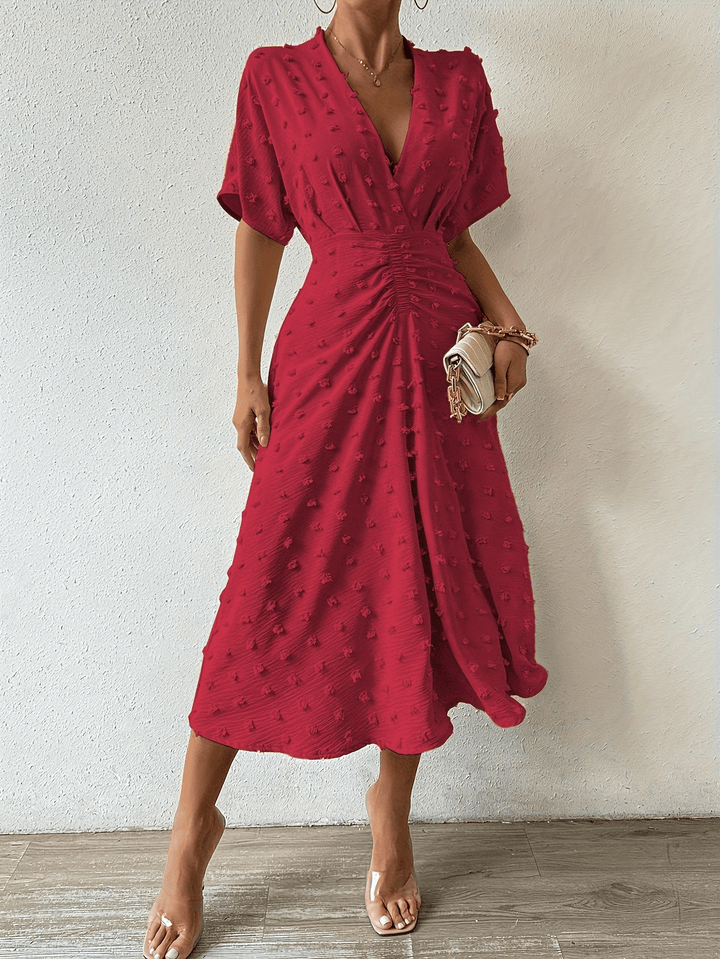 Sheza | Elegante Dames Midi Jurk | Met Diepe Halslijn - Sorata