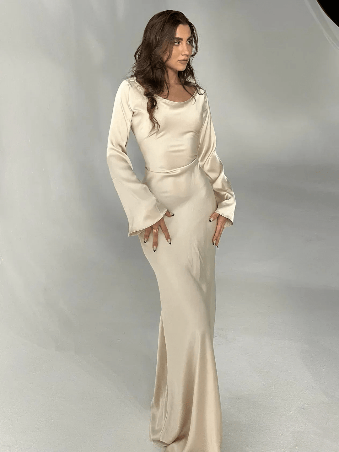 Simmy | Elegante Dames Jurk | Nette Effen Jurk Met Lange Mouwen - Sorata