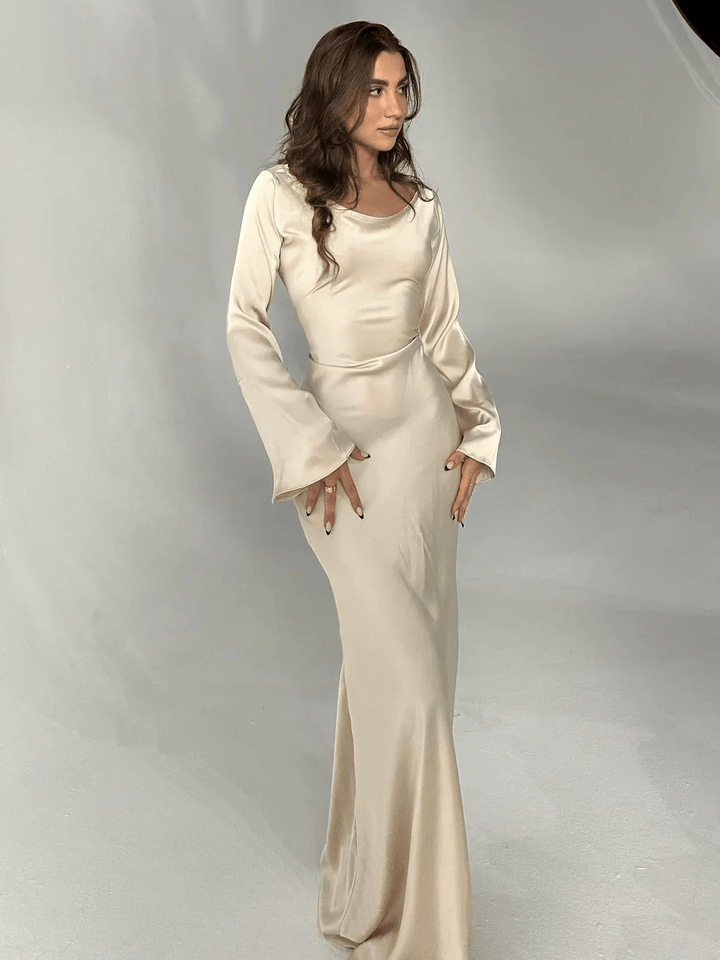 Simmy | Elegante Dames Jurk | Nette Effen Jurk Met Lange Mouwen - Sorata