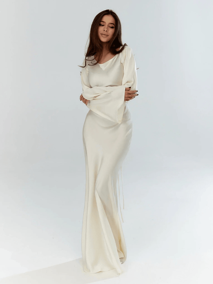 Simmy | Elegante Dames Jurk | Nette Effen Jurk Met Lange Mouwen - Sorata