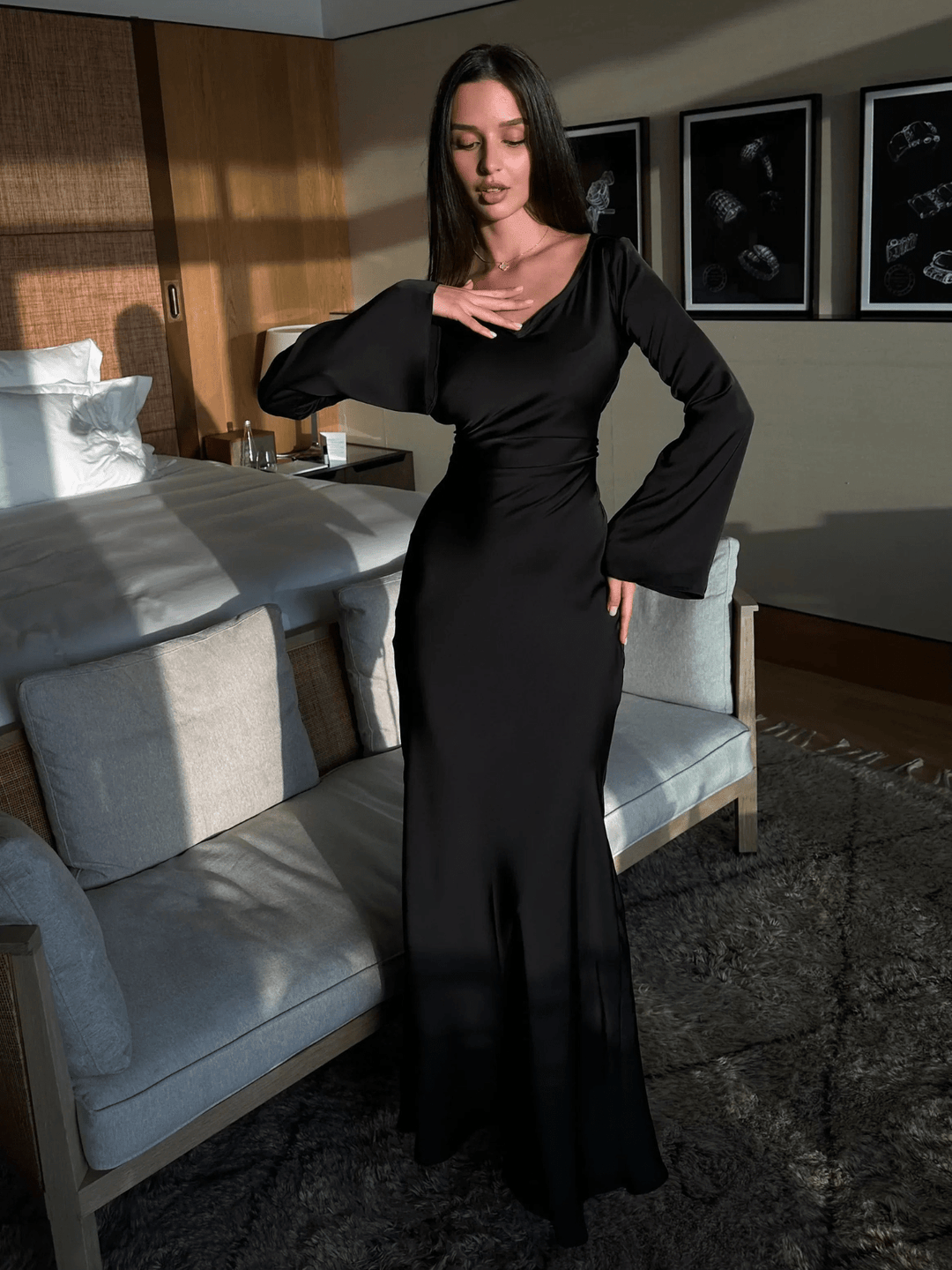 Simmy | Elegante Dames Jurk | Nette Effen Jurk Met Lange Mouwen - Sorata