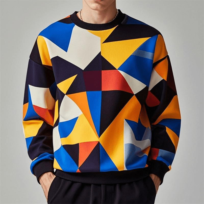 Simmy | Geometrisch Geprint Sweater | Heren Trui | Jumper Vest - Sorata