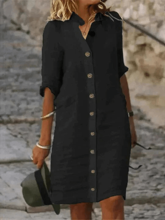 Sophy | Comfortabele linnen dames mini - jurk - Sorata