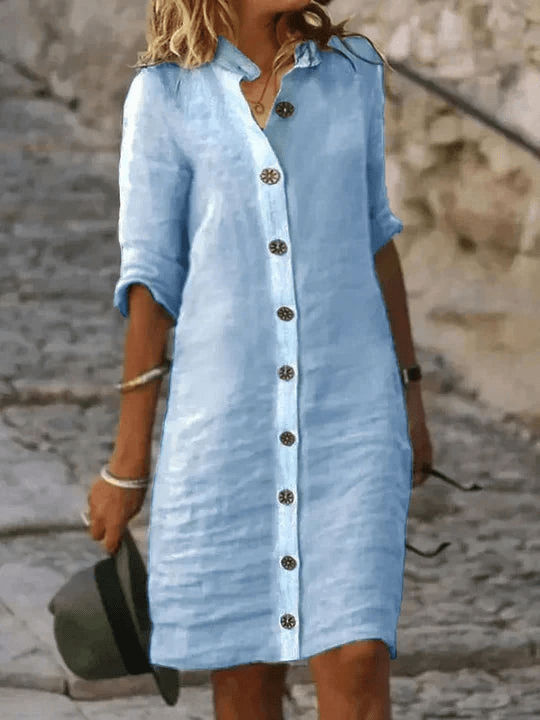 Sophy | Comfortabele linnen dames mini - jurk - Sorata