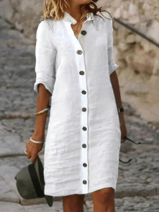 Sophy | Comfortabele linnen dames mini - jurk - Sorata
