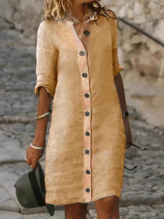Sophy | Comfortabele linnen dames mini - jurk - Sorata
