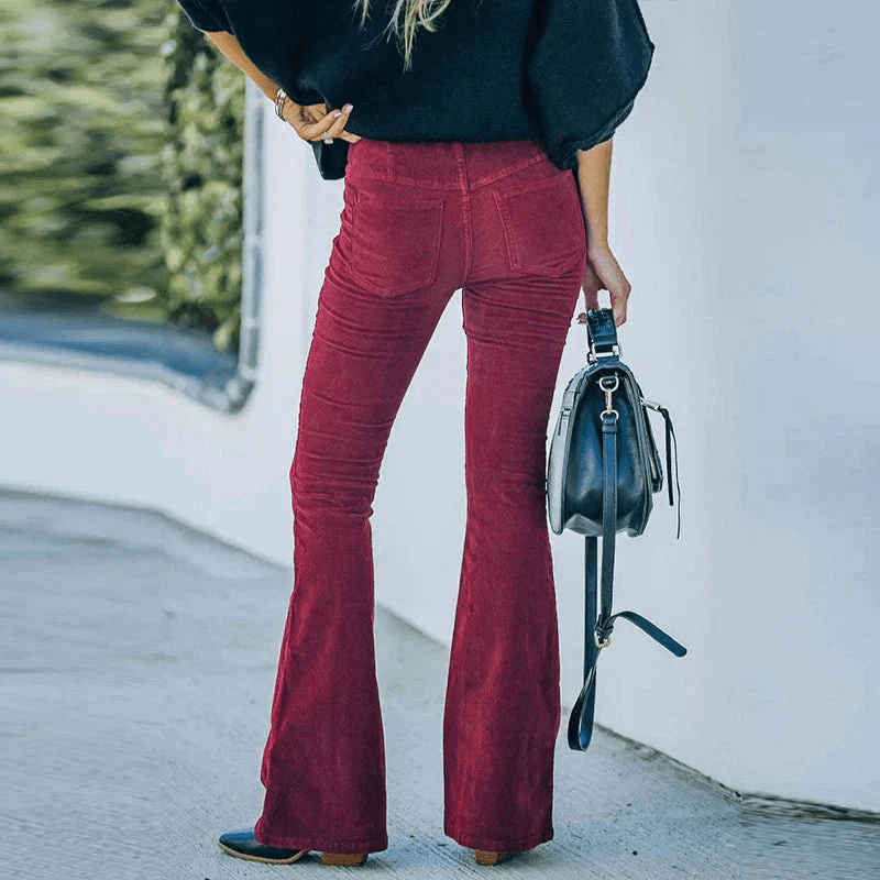 Tati | Fluwelen Flared Broek | Stijlvolle Retro Look Dames Broek - Sorata