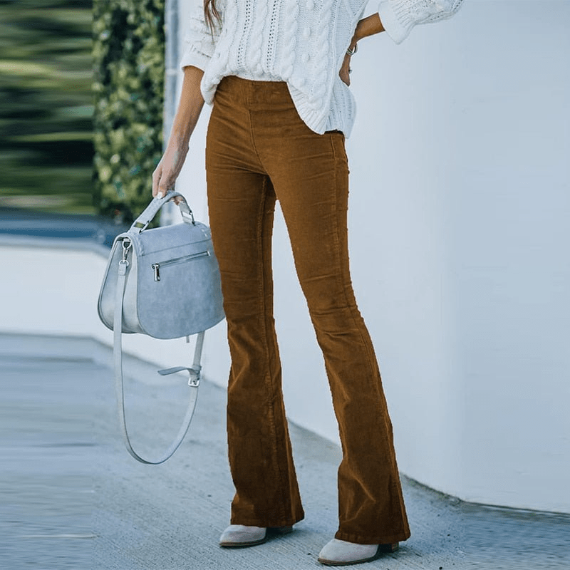 Tati | Fluwelen Flared Broek | Stijlvolle Retro Look Dames Broek - Sorata