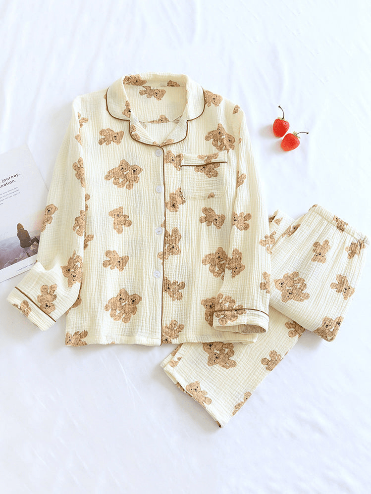 Teddybeer Print Dames Pyjama Set | Zacht & Comfortabel - Sorata