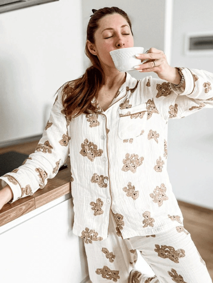 Teddybeer Print Dames Pyjama Set | Zacht & Comfortabel - Sorata