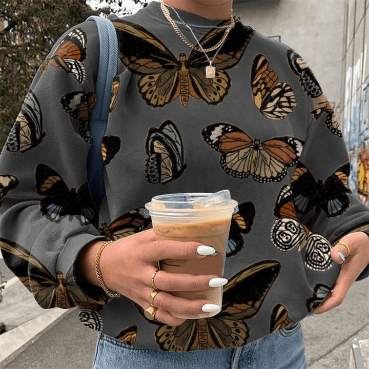 Vive | Dames Trui Met Vlinders | Stijlvolle Jumper Sweater - Sorata