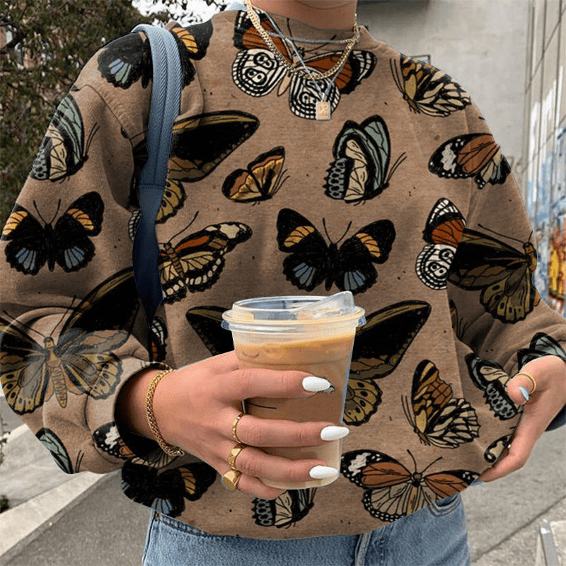 Vive | Dames Trui Met Vlinders | Stijlvolle Jumper Sweater - Sorata