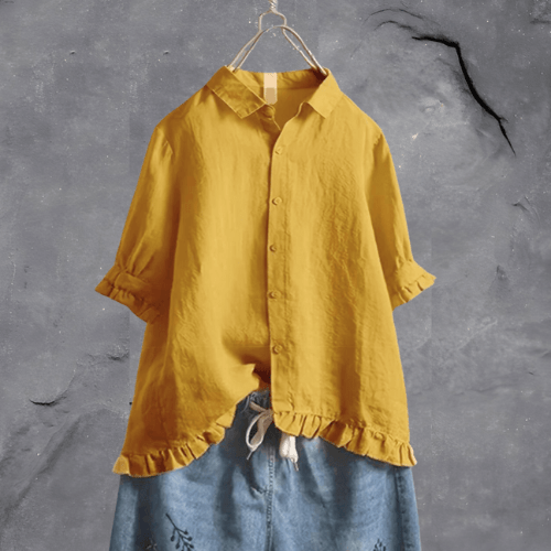 Wolfie - Blouse Dames - Witte Dames Blouse - Elegante Katoenen Blouse - Sorata
