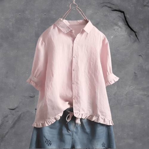 Wolfie - Blouse Dames - Witte Dames Blouse - Elegante Katoenen Blouse - Sorata