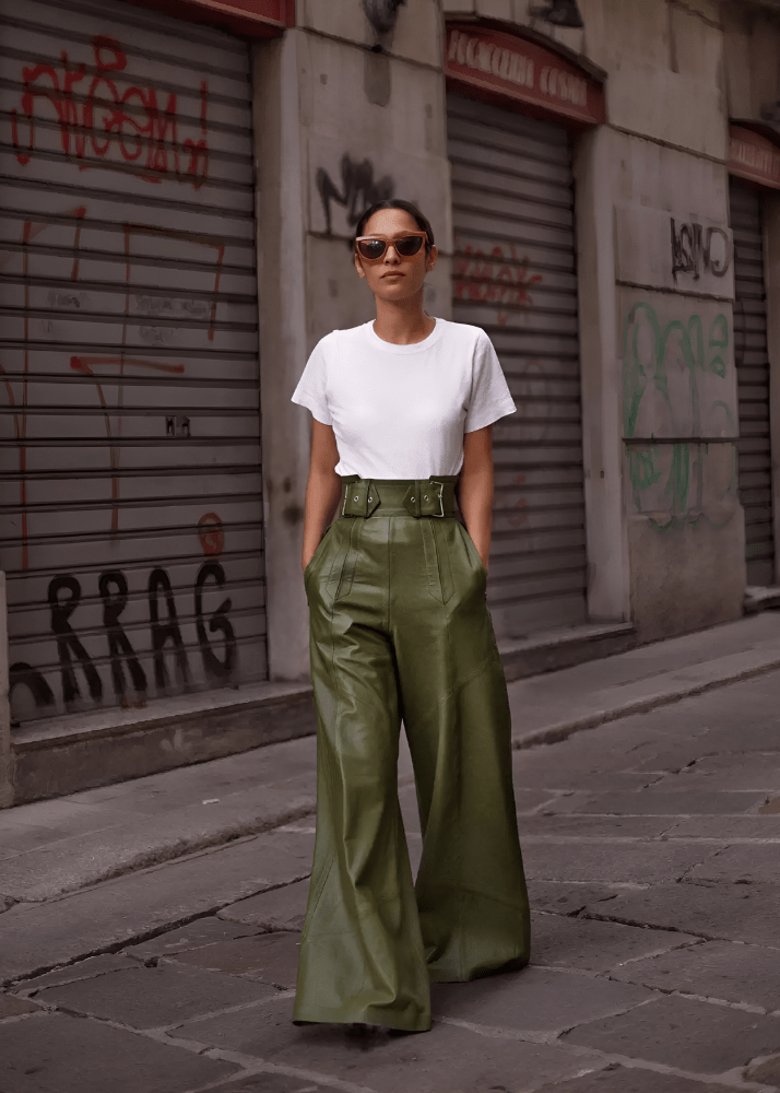 Yael | Elegante Leren Dames Broek Met Hoge Taille - Sorata