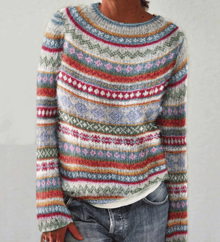 Yohana | Retro Gebreide Dames Trui met Unieke Print | Comfortabel - Sorata